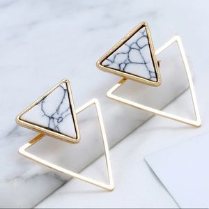 Double Triangle Design Stud Earrings